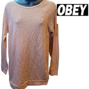 OBEY PROPAGANDA Lightweight Sweater Size Small Heather Orange